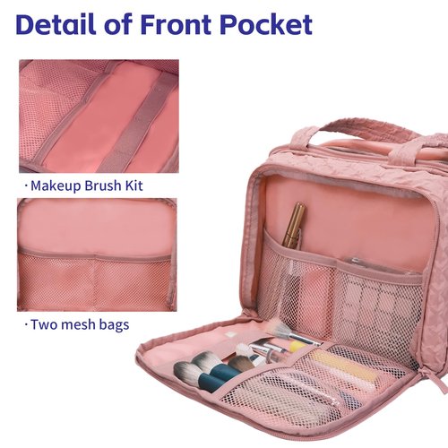 GVCELS Travel Toiletry Bag, Large Toiletry Bag for Women with Handle，Lightweight Travel Cosmetic Makeup Bag Toiletries Organizer Bag for skincare Accessories, Shampoo，Essentials - Pink