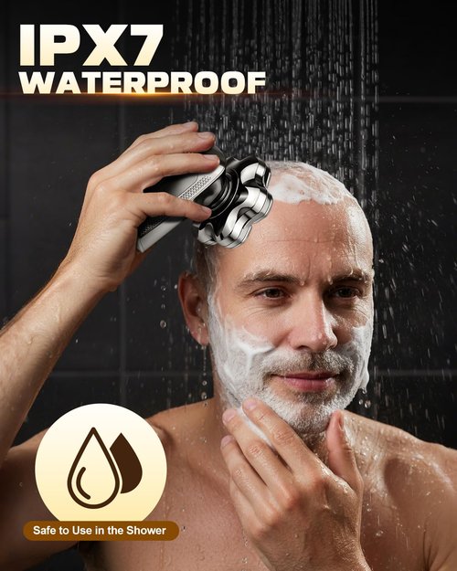 Maraiss Head Shavers for Bald Men, 7D Upgraded Detachable Head Shaver - IPX7 Waterproof Wet Dry 5-in-1 Grooming Kit Electric Razor, Ideal Gift for Men