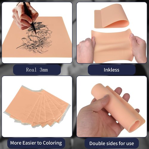 Narkasy 3MM Tattoo Practice skin - 20pcs Double Sides Thick Fake Skin Tattoo Skin for Practicing,Soft Silicone Tattoo Eyebrow Practice Skins for Beginner & Experienced Tattoo Artist…