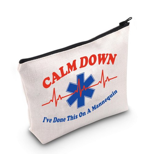 JNIAP EMT Cosmetic Makeup Bag Paramedic Gifts Calm Down I've Done This On A Mannequin Emergency Medical Technician Gifts (On A Mannequin)