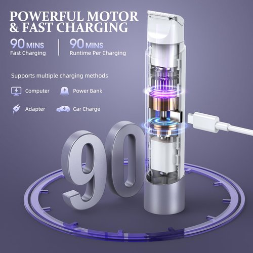NIPOO Bikini Trimmer for Women, Dual Head Face Shaver Body Hair Trimmmer, IPX7 Waterproof Womens Electric Razor for Legs, Purple