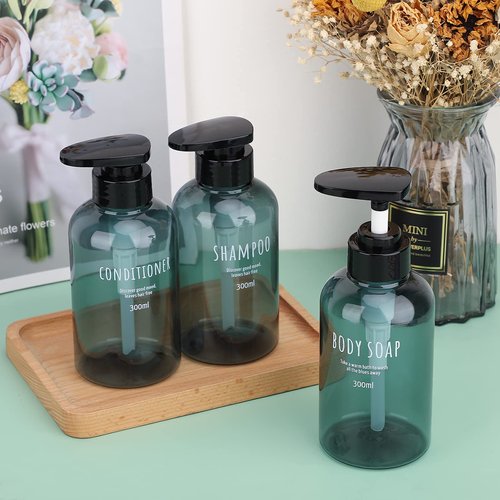 Segbeauty 6 Pack Shower Bottles Refillable, 16.9oz & 10.1oz Shampoo Conditioner Body Wash Bottles, Large Bathroom Soap Lotion Hand Wash Shower Shampoo Dispenser, Empty Refillable Plastic Bottles Blue