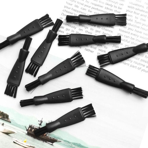 Quacc 10 PCS Mens Electric Shaver Cleaning Brush Black Double Sided Razor Brush for Cleaning Trimmer Hair Clipper Keyboard