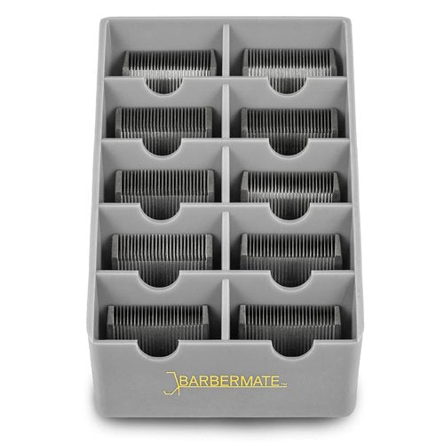 BarberMate® Blade Rack Storage Tray - Holds 10 Clipper Blades (Gray)