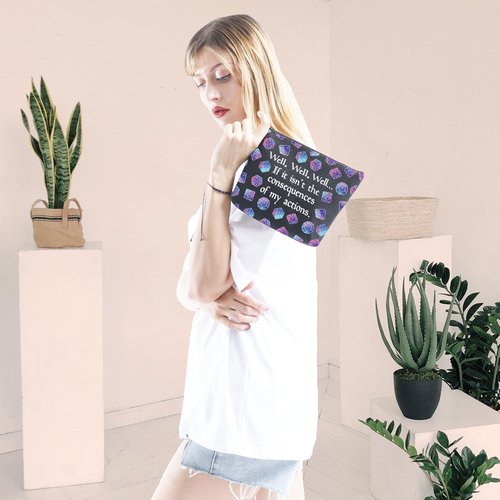 GJTIM DandD Gift Role Playing Games Gift Dice Pouch DandD Accessory Pouch Bag Games Makeup Bag for RPG Gamer (My Actions Bag)