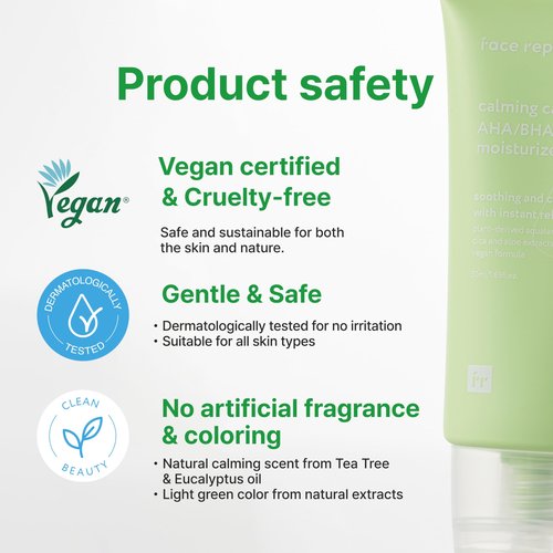 Face Republic Calming Care AHA/BHA Moisturizer 50ml 1.69 fl oz | Soothing Gel Cream | Lightweight | Clarifying & Moisturizing | Squalane, Cica, Aloe | For oily, irritated skin | Vegan Korean Skincare