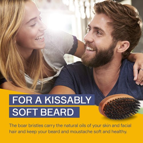 Seven Potions Beard Brush For Men With 100% First Cut Boar Bristles. Made in Pear Wood With Firm Bristles To Tame and Soften Your Facial Hair