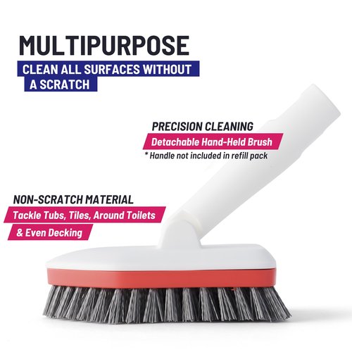 Moku Home Replacement Scrubber Refill for Moku Home Extendable Tub Tile Shower Scrubber for Cleaning Non-Scratch (1x Bristle Brush Red)