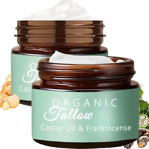 zdiwond Organic Whipped Tallow Cream Balm with Castor Oil & Frankincense Oil, 2 Pack Grass Fed Whipped Obviously Beef Tallow Cream for Natural Skincare & Moisturizing, Moisturizer for Skin/Face (2)