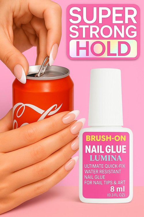 Super Strong Nail Glue for Press Ons - Fake Nails - Brush, Tip applicator, Fast Drying, Long Lasting, Mess Free, Glue Strong, pressons, Gel