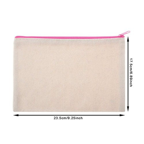 Frienda 18 Pieces Canvas Makeup Bag Multipurpose Cosmetic Bag Travel Toiletry Pouch Pen Coin Bag Blank DIY Bag with Zipper for Women Girls (L)