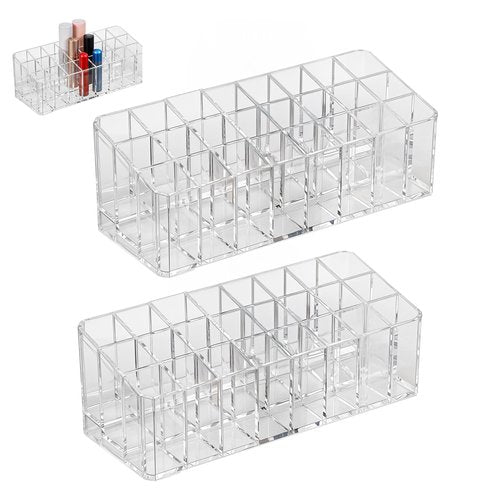 mekueeex 2 pcs Rollerball Perfume Organizer, 48 Spaces Clear Acrylic Perfume Storage Holder Beauty Scent Holder, Makeup Lipgloss Lipstick Display Case