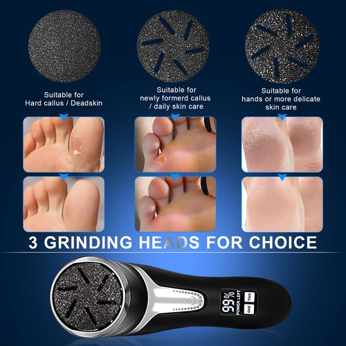 Hoxida Electric Callus Remover for Feet with Vacuum and 11 Rollers Bundle,Professional Pedicure Tools Kit Foot File Callus Remover, Rechargeable Waterproof Foot File for Foot Care kit Deadskin Remover