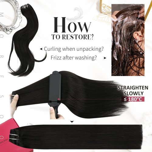 Moresoo Jet Black Human Hair Clip in Extensions Black for Women Remy Hair Extensions Clip ins Short Double Weft 80g/5pcs 10 inch