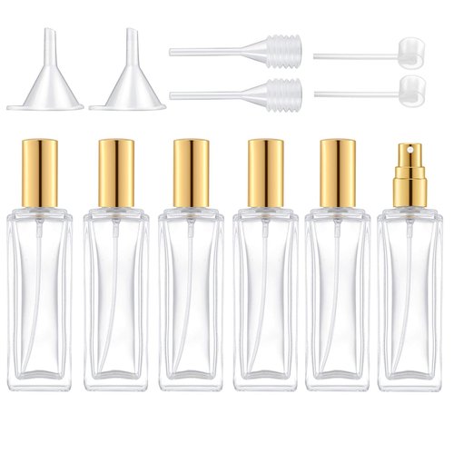 IRON BILL 30 ml Glass Spray Bottle, 1 oz Perfume Bottles Empty, Glass Atomizer, Small Travel Atomizer Bottle Refillable (6 PCS, Gold)
