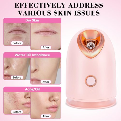 Pjordo Facial Steamer Spa Kit with 17 Skin Care Tools, Nano Ionic Face Steamer for Deep Cleaning Unclogs Pores, Warm Mist Humidifier Steamer for Face Home Sauna SPA, Self Care Gifts for Women