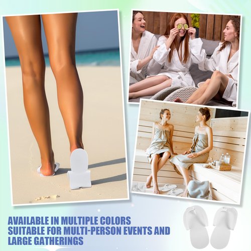 JaGely 100 Pairs Disposable Pedicure Slippers Bulk EVA Disposable Flip Flops Kit Spa Pedicure Sandals Guest Slippers Spa for Adult Foot Nail Salon Party Supplies Travel Hotels Home(White)