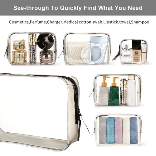 Ovenot 4 Pcs Clear Makeup Bags with Zipper, Makeup Cosmetic Bag for Women Men, Makeup Bag for Travel, Bathroom