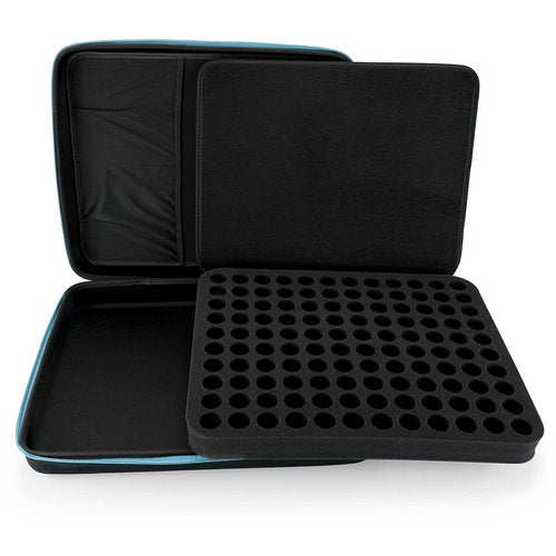Hipiwe 120 Bottle EVA Essential Oil Storage Carrying Case Hard Shell Exterior Essential Oils Organizer Holder Traveling Bag with Foam Insert, Holds 5ml 10ml 15ml Essential Oils (X-Large, Black+Blue)