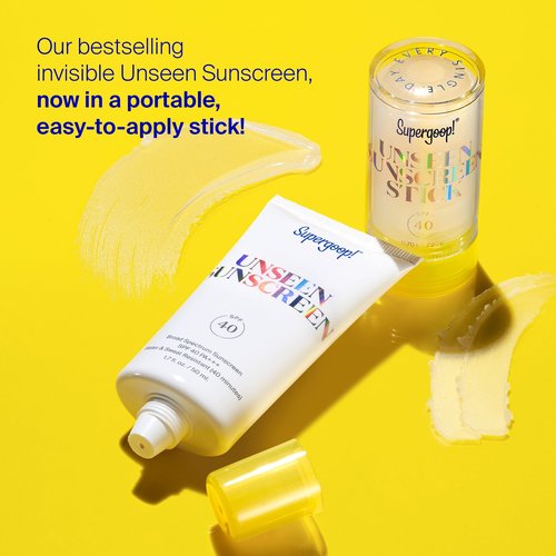 Supergoop! Unseen Sunscreen Stick - SPF 40 - Clear & Invisible Sun Protection - Broad Spectrum Face Sunscreen - Glides Over Makeup - Natural Finish - For All Skin Types - 0.7 fl oz