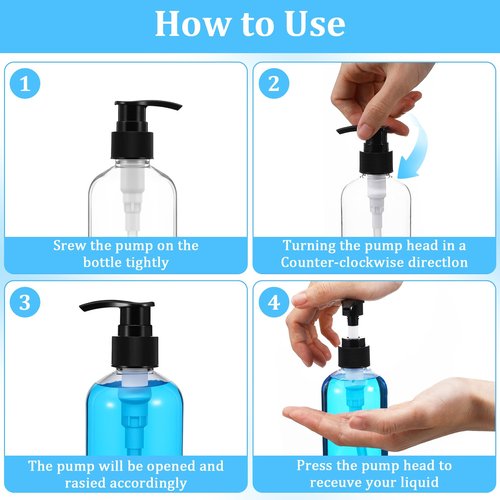 40 Pcs 8 oz Clear Plastic Pump Bottles, Refillable Lotion Dispenser Containers with Black Pumps & 10 Small Funnels,Empty Lotion Bottles for Shampoo, Body Wash, Cream & Liquid Soap