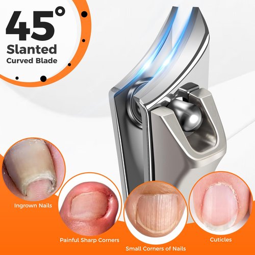 Nail Clippers for Men Thick Ingrown Nails, Heavy Duty Large Toe Nail Clippers for Thick Nails for Seniors with Wide Opening, Upgraded Slanted Curved Ingrown Toenail Clippers