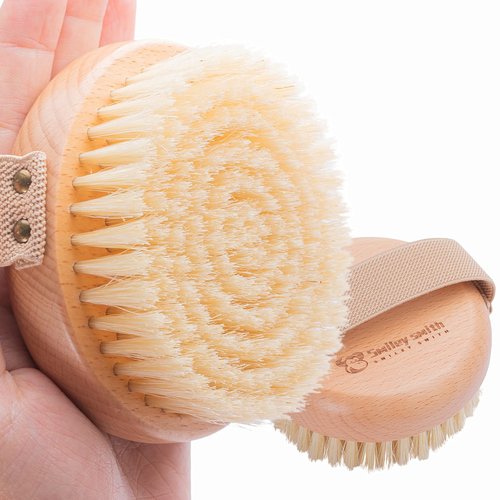 Ergonomic Premium Wood Body Brush for Wet & Dry Use - Easy to Carry, Soft Bristles Exfoliate Dead Skin & Cellulite, Ideal for Dry Brushing, Enhances Skin Health & Circulation