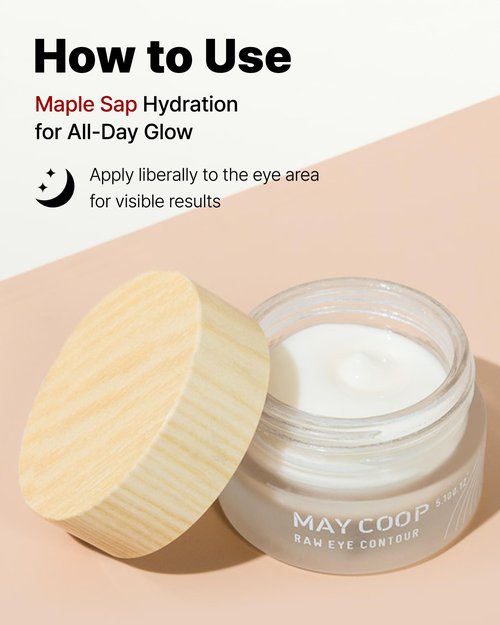 MAY COOP Raw Eye Contour - Korean Eye Cream for Under Eye Care with Sugar Maple Extract 50% & Adenosine Peptides - Hydrating, Firming, Moisturizing for Sensitive Skin, 0.67 fl. oz.