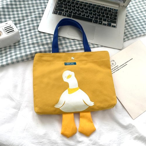 Kovewon Small Canvas Tote Bag for Women Cute Mini Duck Book Tote Bag Preppy Yellow Reusable Bags for Grocery, Essentials, Water Bottle, Keys, Book, Bible