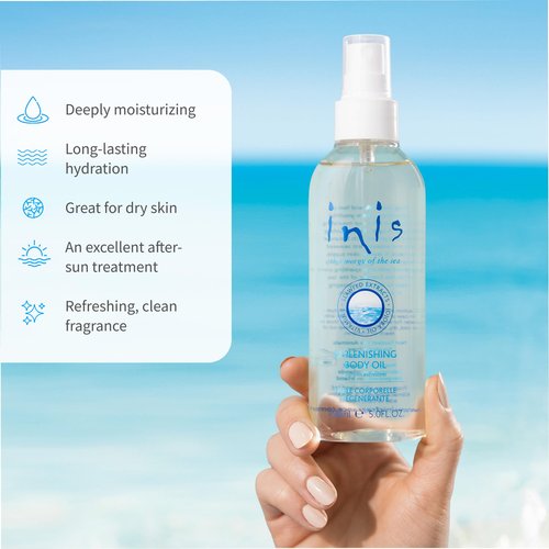 Inis the Energy of the Sea Replenishing Body Oil - Fast Absorbing Moisturizing Spray - Made with Hydrating Jojoba Oil for Dry Skin - Enriched with Seaweed Extracts & Vitamin E – 5 Fl Oz