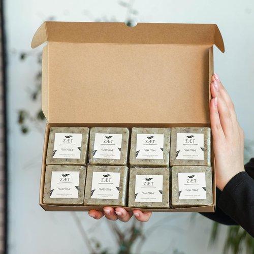 ZAET 8-Pack Wild Mint Bar Soap – Made with Wild Mint Extract, Olive Oil and Coconut Oil - Handmade Soap Bar for Face, Body and Hands - Gently Cleanses and Refreshes All Skin Types- For Men and Women