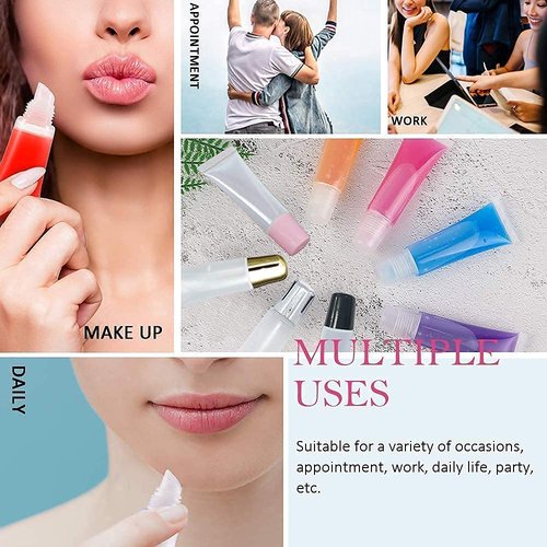 100 PACK 10ml Lip Gloss Tubes with 50 x Pink Caps + 50 x Blue Caps