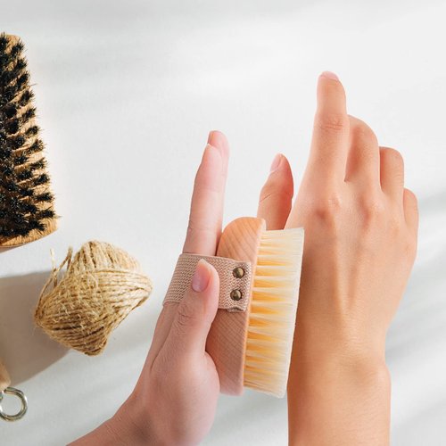 Ergonomic Premium Wood Body Brush for Wet & Dry Use - Easy to Carry, Soft Bristles Exfoliate Dead Skin & Cellulite, Ideal for Dry Brushing, Enhances Skin Health & Circulation