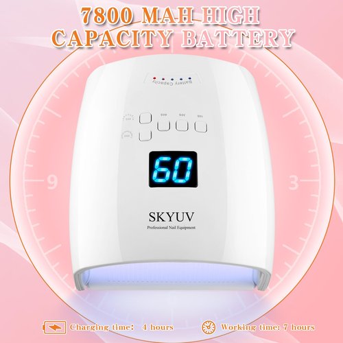 Rechargeable Faster Drying UV LED Nail Lamp, LED Nail Dryer Gel Polish Light Nail Polish Curing LED Nail Dryer Automatic Sensor Professional Nail Light Suitable for Fingernails and Toenails
