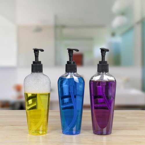 Cornucopia Brands 8-Ounce Clear Oval-Shaped Plastic Lotion Bottles w/Pump Dispensers (Pack of 8) Empty Containers for Lotion, Liquid Soap, Baby Care, Hand Care