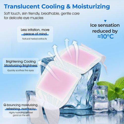 ZHENYEMEI Hydrogel Self Cooling Eye Mask,Cold Eye Mask for Puffy & Burning Eyes,Cold Compress for Fast Relief with Fatigue and Headaches, Individually Wrapped Cool Care Travel Essentials,32 Packs