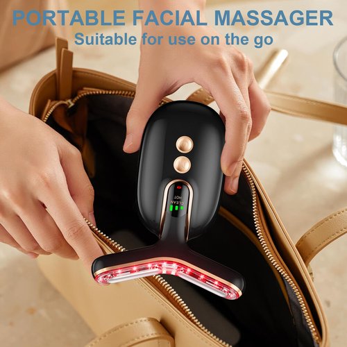 Mosnami 3 Massage Modes Face Neck Massager,3 Color Rechargeable Facial Massager,at Home Face Culpting Tool for Skin Care(Black)