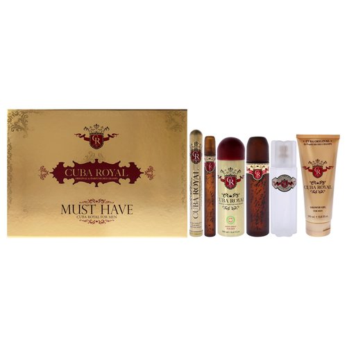 Cuba Royal for Men Gift Set (Eau de Toilette Spray 3.4 ounce, Eau de Toilette Spray 1.17 ounce, Shower Gel, After Shave, Body Spray)