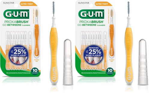 GUM Proxabrush Go-Betweens Interdental Brushes, Ultra Tight, Plaque Removal, 10 Count (Pack of 2)