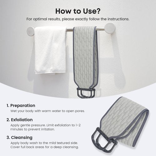 eaxun Exfoliating Back Scrubber with Plastic Handles for Shower, 36 Inches Wider Bath Back Exfoliator Body Cleaner for Men, Women and Elderly, Dual-Sided Roughness Back Washer for Deep Cleansing