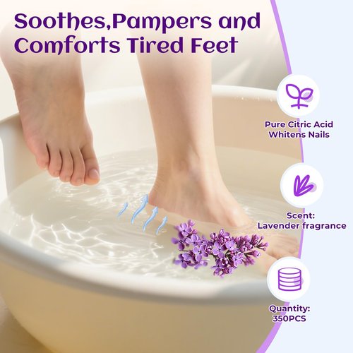 BTTEUYE Foot Pedicure Soak,Natural & Refreshing,Relieve Fatigue,Soothe & Protect Feet,Lavender Scent,350-Count