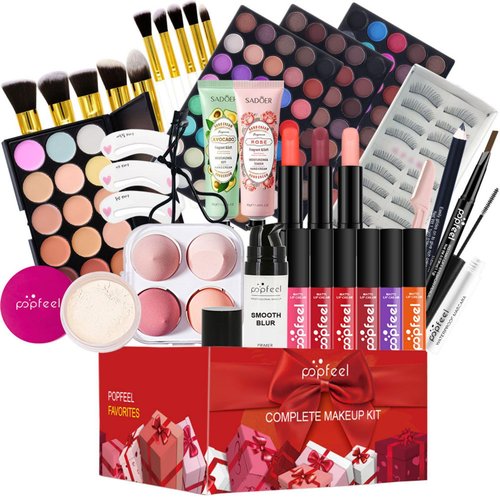 All-in-one Holiday Make up Gift Sets | Makeup Kit for Women Full Kit Teen Girls Xmas Beauty Essential Beginner Bundle Include Eyeshadow Palette Lipstick Blush Concealer Face Powder Mascara Lipgloss