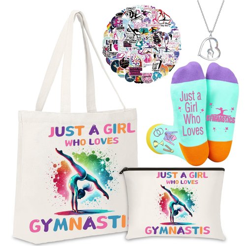 FJHAIY Gymnastics Stuff Gymnastics Makeup Bags Gymnastics Necklace Gymnastics Gifts Socks Gymnastics Stickers-Gymnastics Lovers Gifts (gymnastics-Set D)