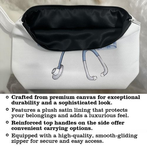 ARPTCN Chinoiserie Coquette Bow Stethoscope Nurse Makeup Bag - trendy Nurse Themed Gifts for Girls Mom Women, Bow Stethoscope Nurse Cosmetic Bag, Cosmetic Travel Bags for Women, Nursing Student Gifts