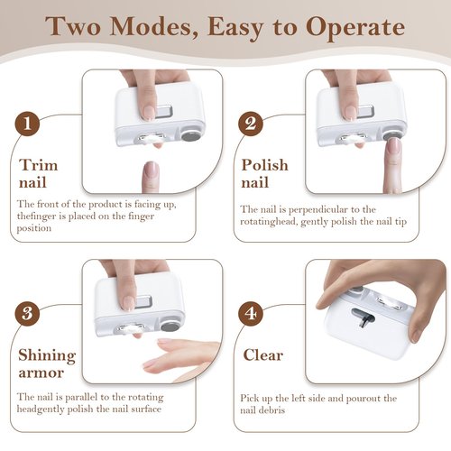 Electric Nail Clipper with Polishing, 3-in-1 Automatic Nail Trimmer with LED Light & Nail Scraps Storage, 2 Speeds Portable Fingernail Clipper for Adults, Seniors, Women, Men and Kids (White)