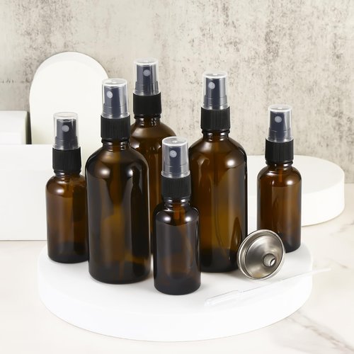ALIFEIA 3.4 oz Amber Glass Spray Bottles,Empty Fine Mist Refillable Travel Spray Bottle for Cleaning,Perfume,Aromatherapy,Cosmetic Sprays,Hair,Essential Oils with Fine Mist Dispenser（6 Pack）