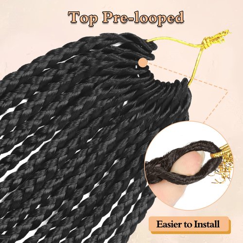 Boho Box Braids Crochet Hair 16 Inch Goddess Braids Crochet Hair Pre Looped Boho Crochet Braids with Curly Ends, Bohemian Box Crochet Braids for Black Women Knotless Synthetic Hair Extensions(1B-4-30)