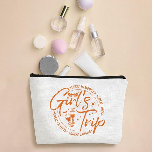 SEAOYOZO 4 Pcs Girls Trip Gifts Makeup Bags for Women Bestie Gifts Summer Vacation Cosmetic Bag Friendship Gifts for Girl Best Friend BFF Travel Toiletry Bags Favors