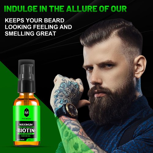 First Melody Beard Oil,Maximun Thickening Biotin, with Castor Oil and Argan & Jojoba Oils, Promotes Beard Growth, Styles, Strengthens & Softens Beards & Mustaches,1 Ounce*2（2 Pack）