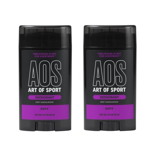 Art of Sport Men’s Deodorant, Talc Free, Sandalwood Fragrance, Made with Natural Botanicals, Green Tea, Made for Athletes, Defy Scent, 2.7 Ounce (Pack of 2)